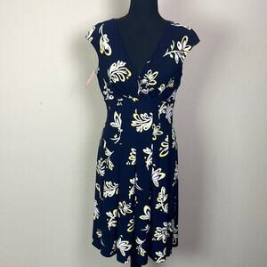 Lauren Ralph Lauren navy blue floral midi dress women’s 6